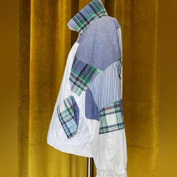 Vintage 80s Patchwork Plaid White Jacket - Picture 6 of 14